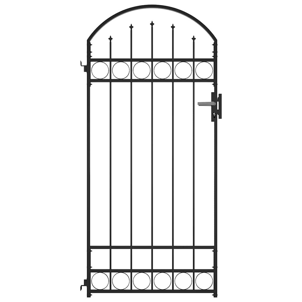 Fence Gate with Arched Top Steel 89x200 cm Black Price