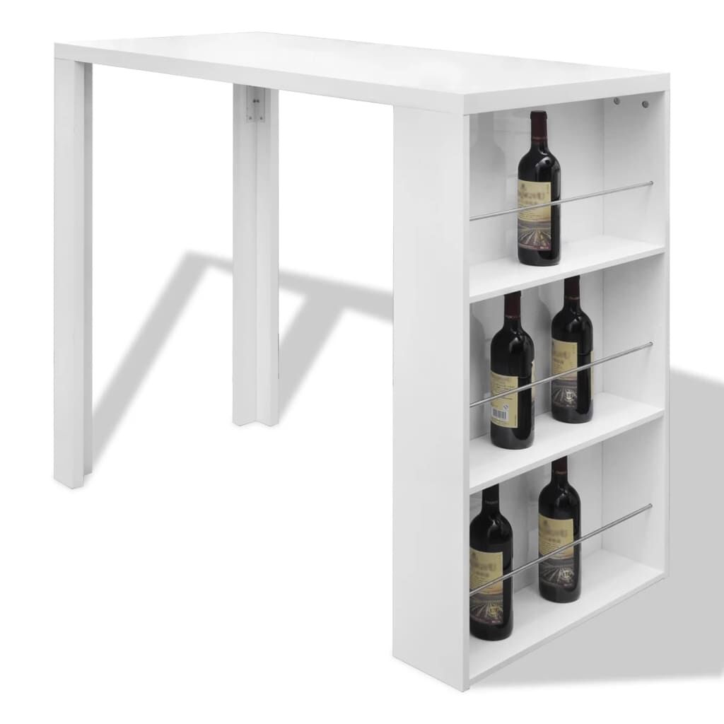 Bar Table MDF with Wine Rack High Gloss White Price