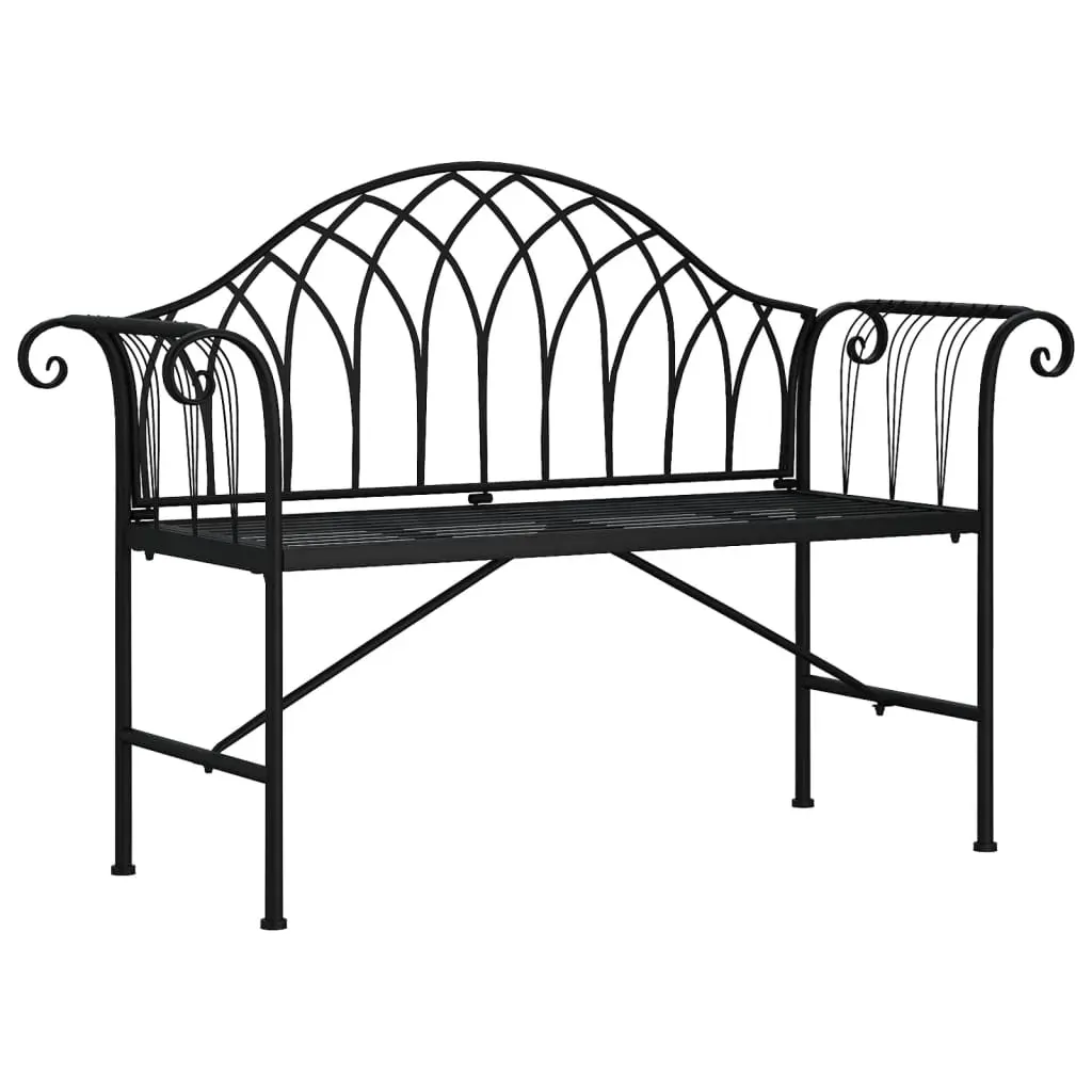 2-Seater Garden Bench 128 cm Black Steel Price