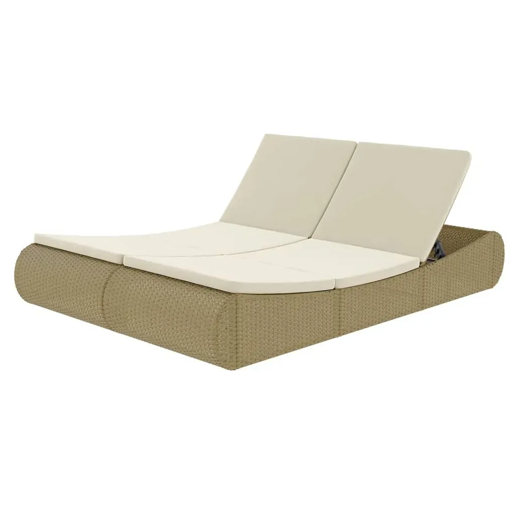 Outdoor Lounge Bed Poly Rattan Beige Price