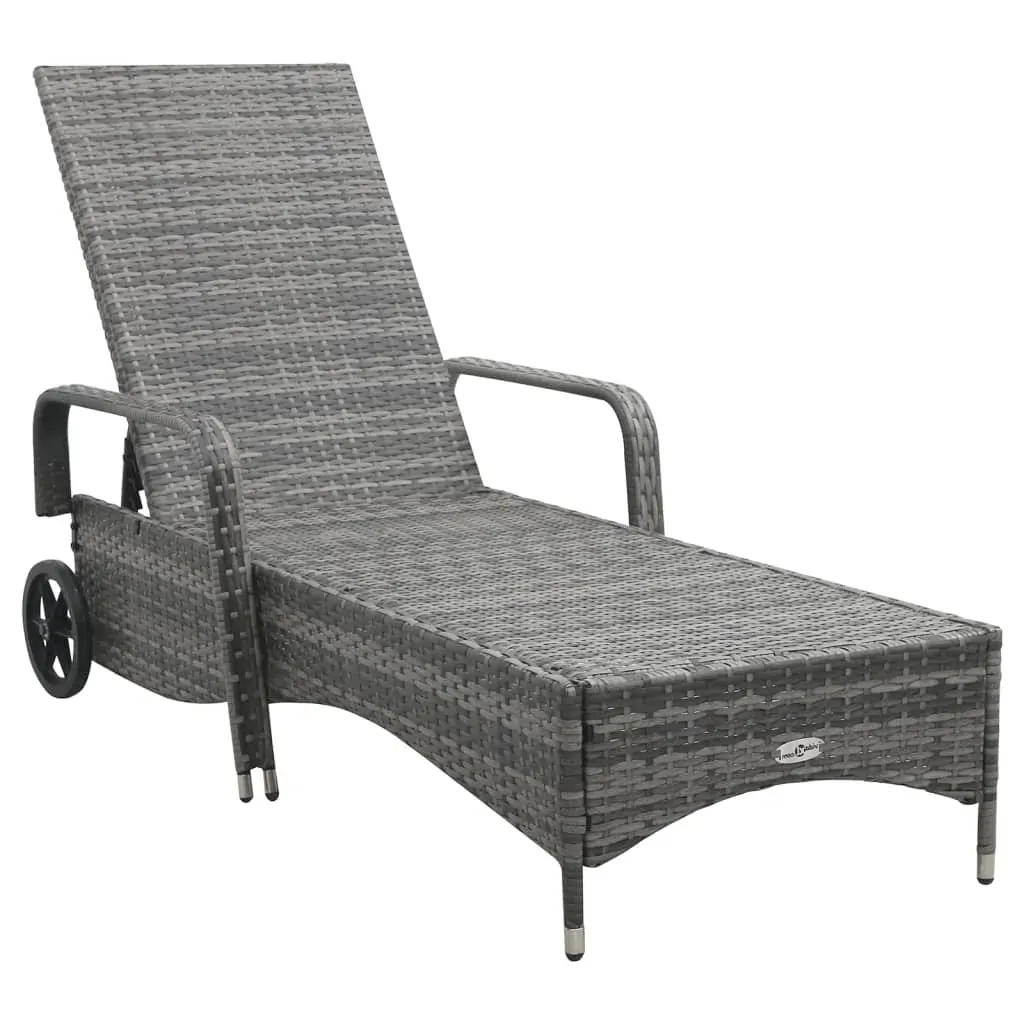 Sun Lounger with Wheels Poly Rattan Anthracite Price