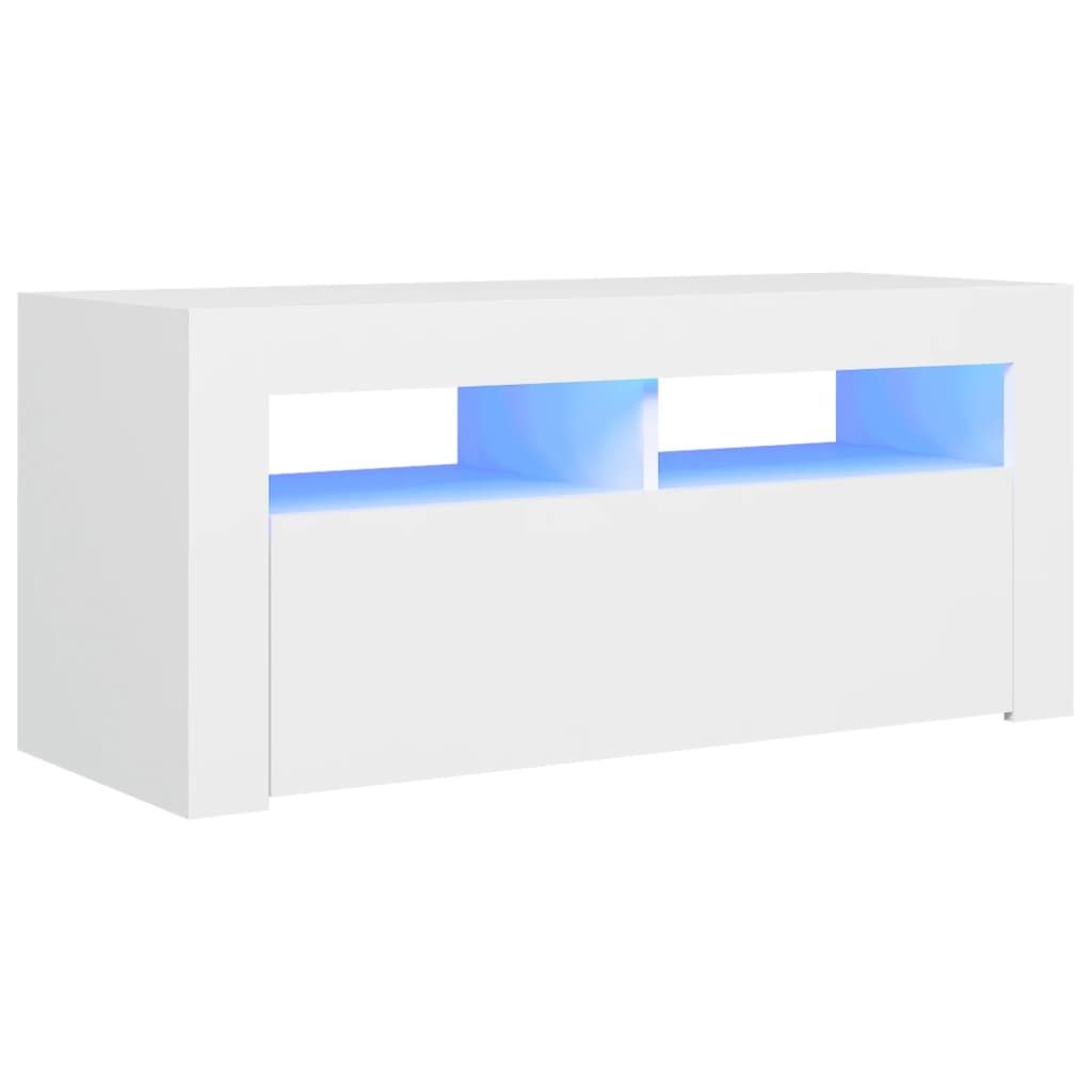TV Cabinet with LED Lights White 90x35x40 cm Price