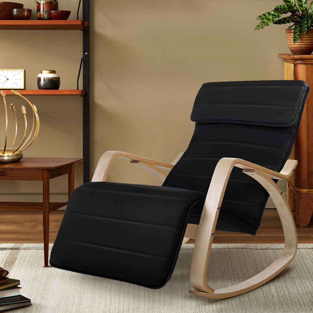 Fabric Rocking Armchair with Adjustable Footrest Price
