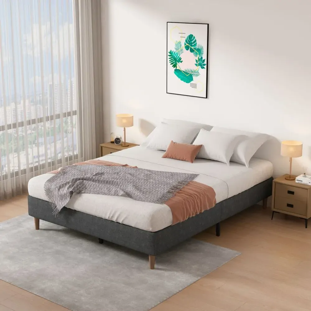 Bed Frame Mattress Foundation (Dark Grey) Price