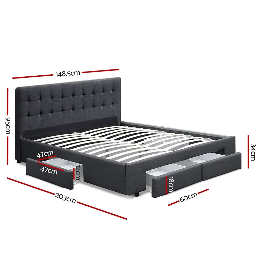 Rogues Bed Frame Fabric Storage Drawers Price