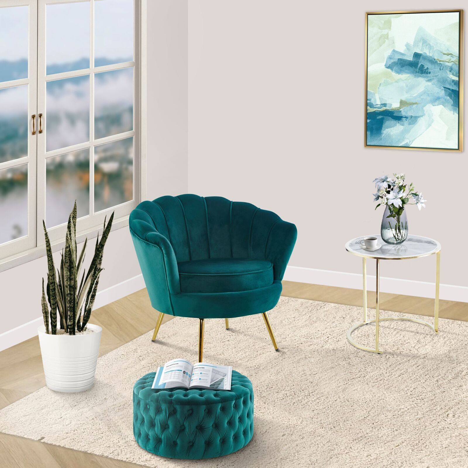 Bloomer Velvet Fabric Accent Sofa Love Chair Price