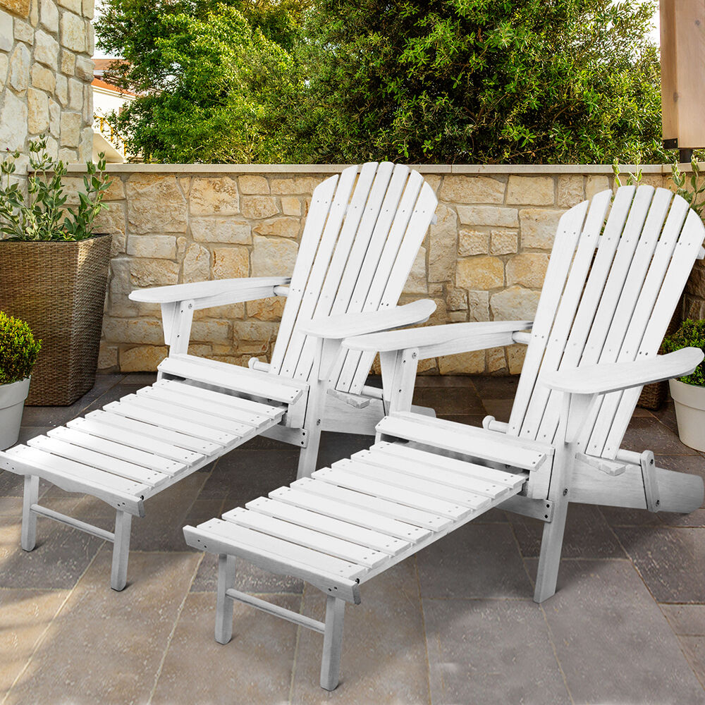 Adirondack Beach Chair with Ottoman - White Price