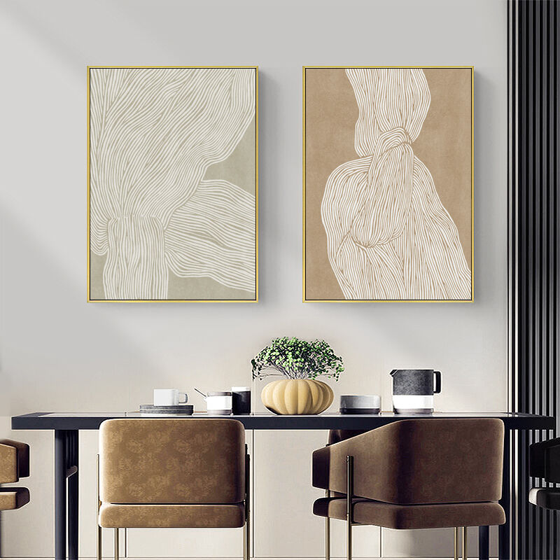 Abstract Line 2 Sets Gold Frame Canvas Wall Art Price