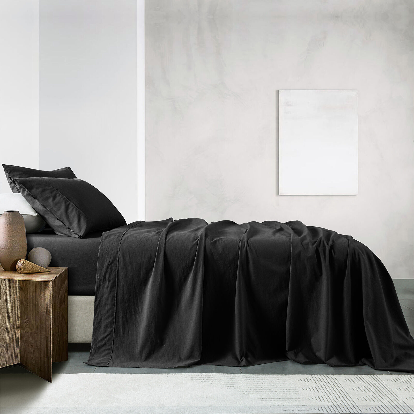 Royal Comfort Vintage Washed 100 % Cotton Sheet Set Single - White - Model-EBEA1B Price