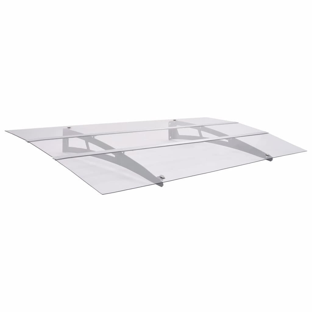Door Canopy Silver and Transparent Polycarbonate Price