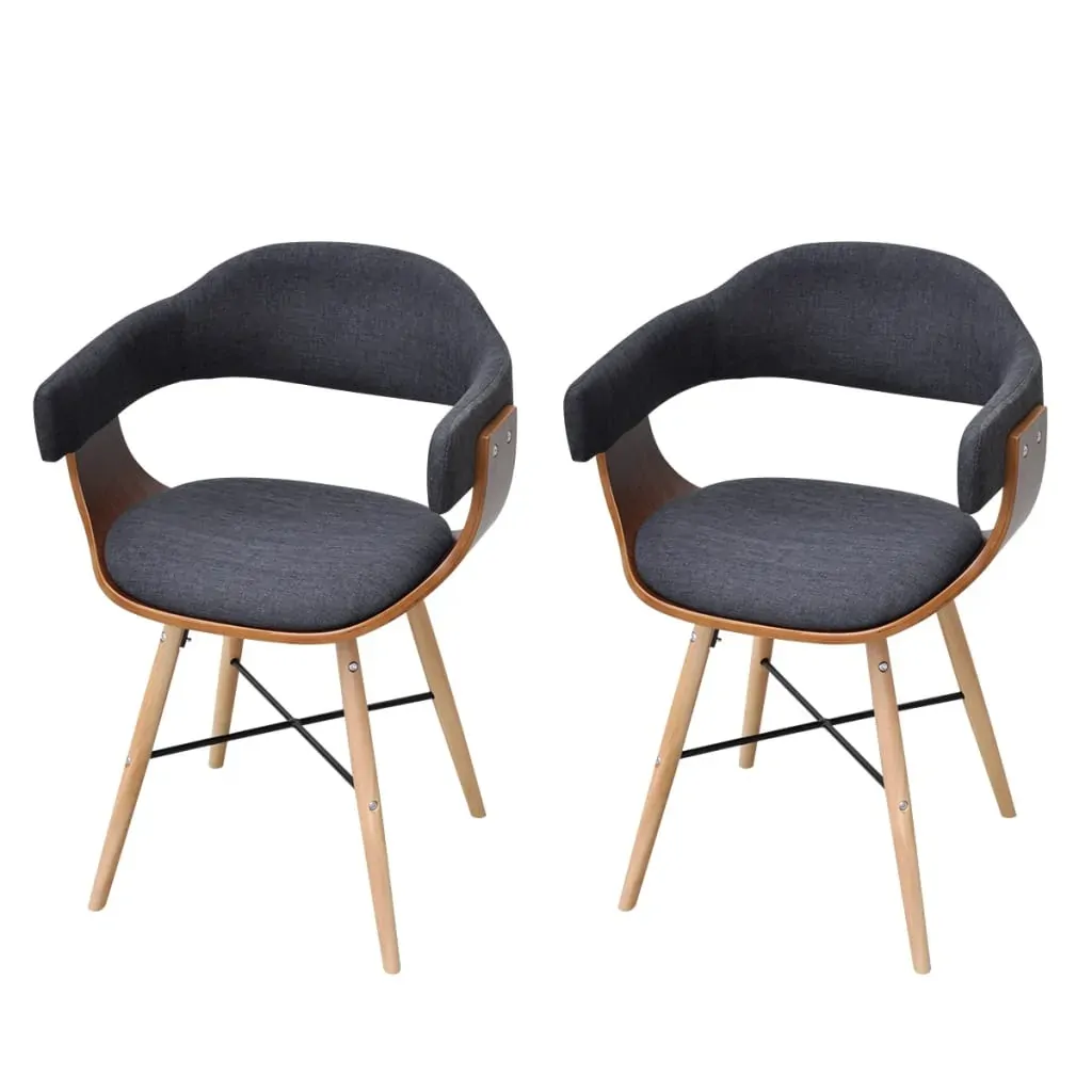 Dining Chairs Dark Grey Bent Wood and Fabric Price