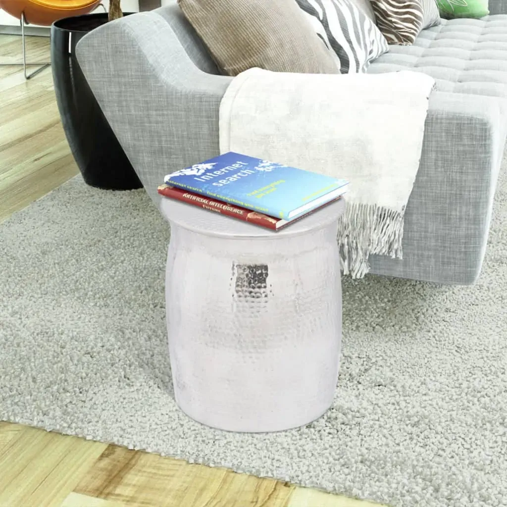 Hammered Aluminium Stool/Side Table Silver Price