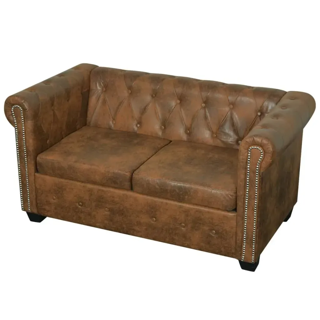 Blyth Chesterfield Sofa Artificial Leather Brown Price