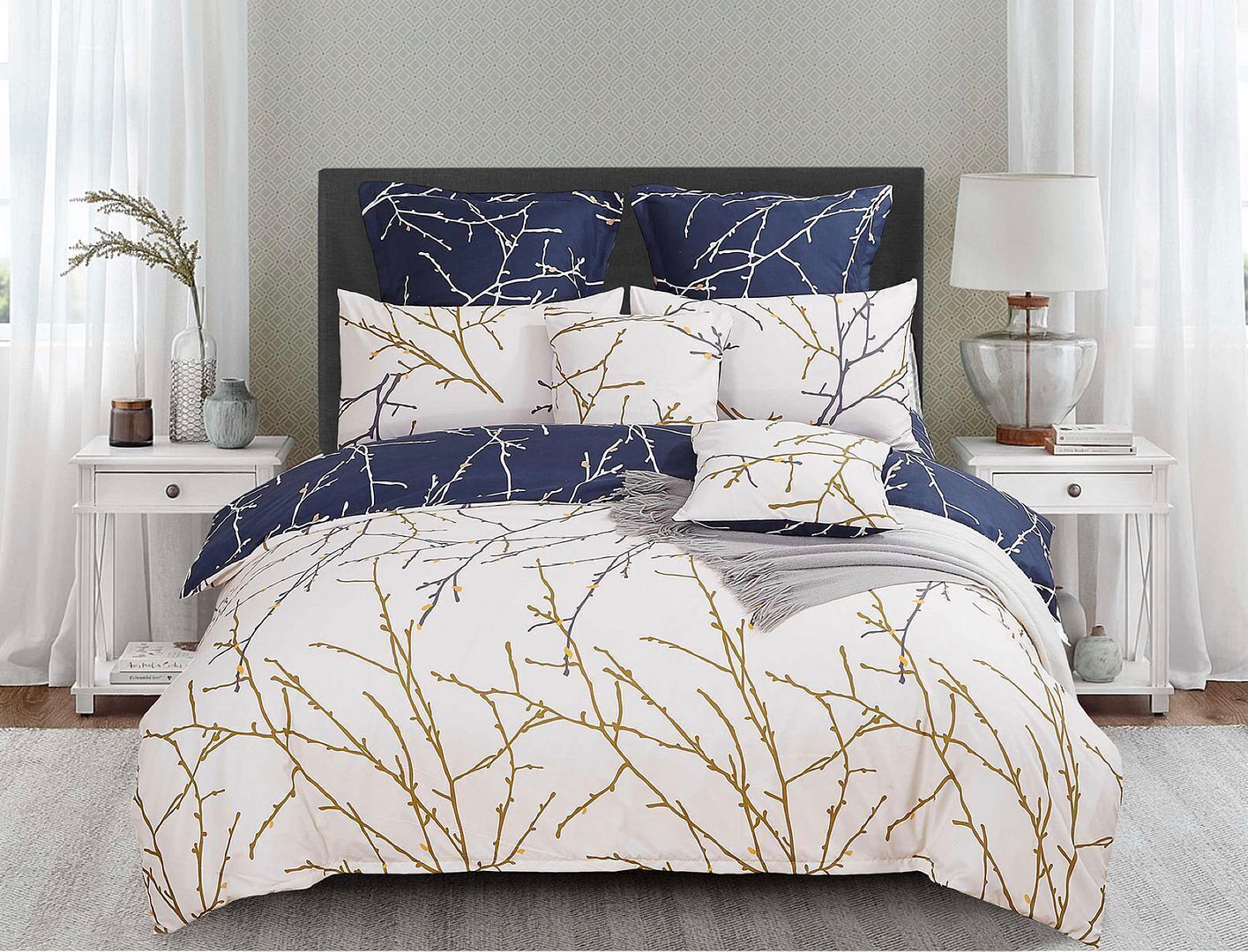 Tree Reversible Double SizeQuilt/Duvet Cover Set - Beige Price