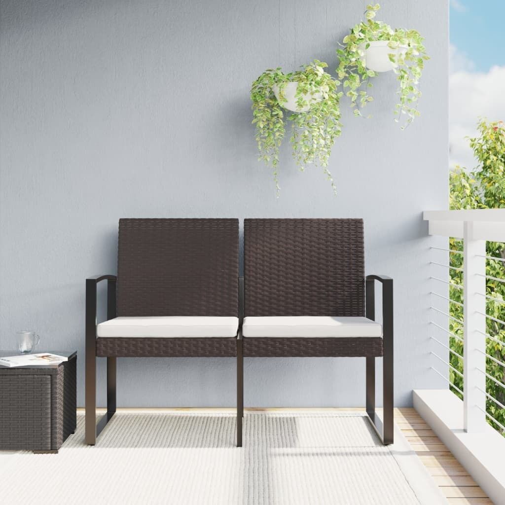 2-Seater Garden Bench with Cushions PP Rattan Price