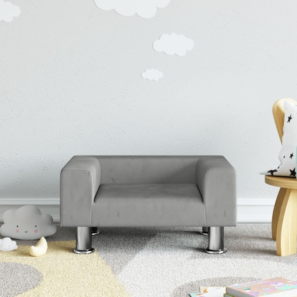 Kids Sofa Light Grey Velvet Price