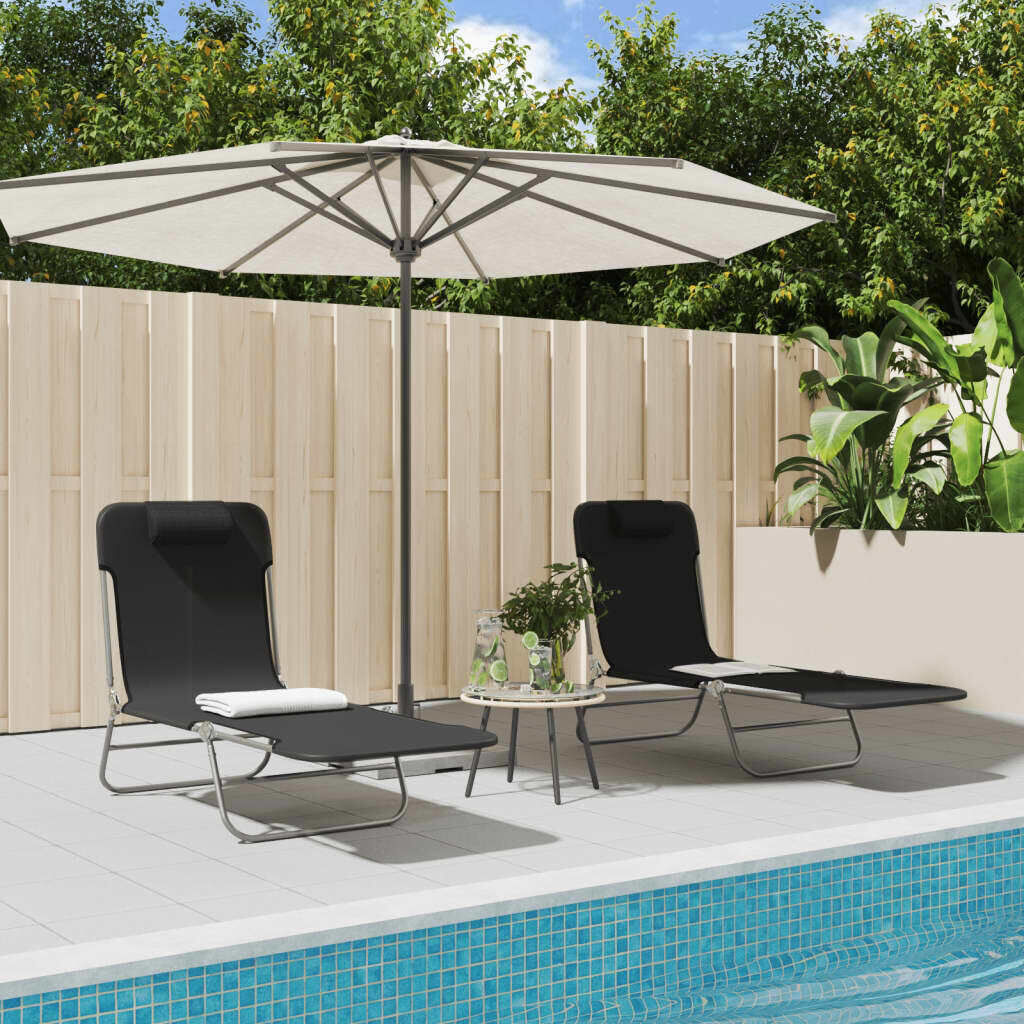 Folding Sun Loungers 2 pcs Textilene and Steel Price