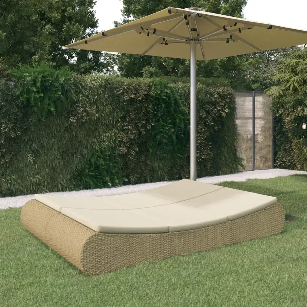 Outdoor Lounge Bed Poly Rattan Beige Price