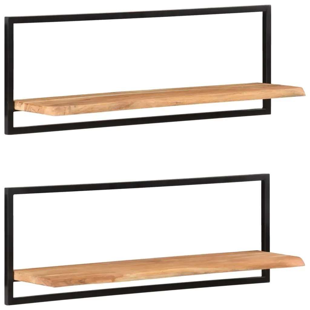 Wall Shelves 2 pcs Solid Wood Acacia and Steel Price