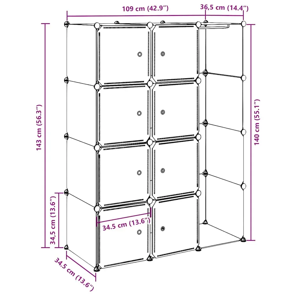 Modular Cabinet with 9 37x115x150 cm Price