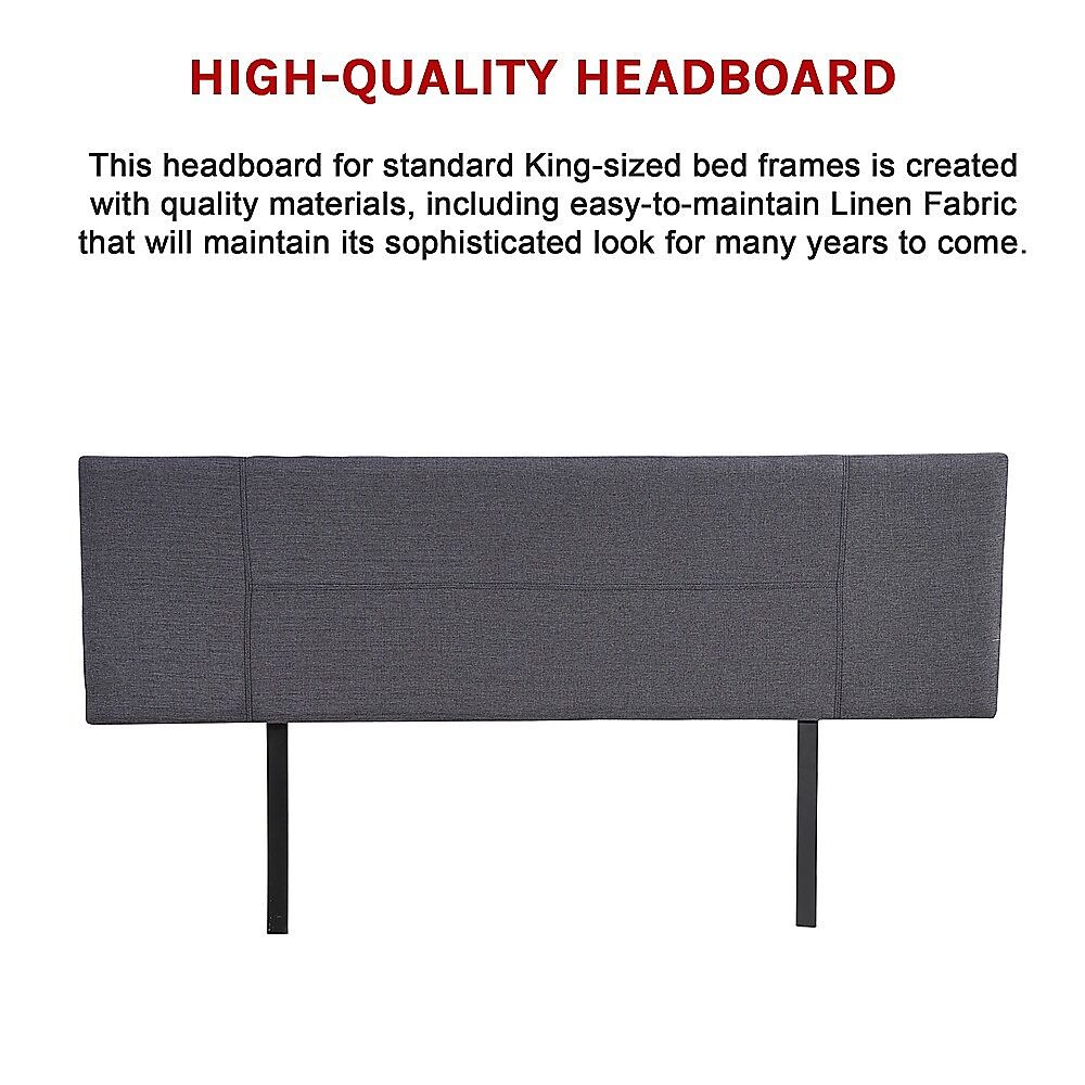 Linen Fabric King Bed Headboard Bedhead - Grey Price