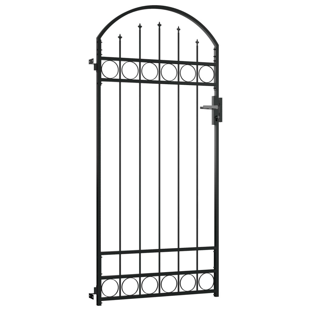 Fence Gate with Arched Top Steel 89x200 cm Black Price