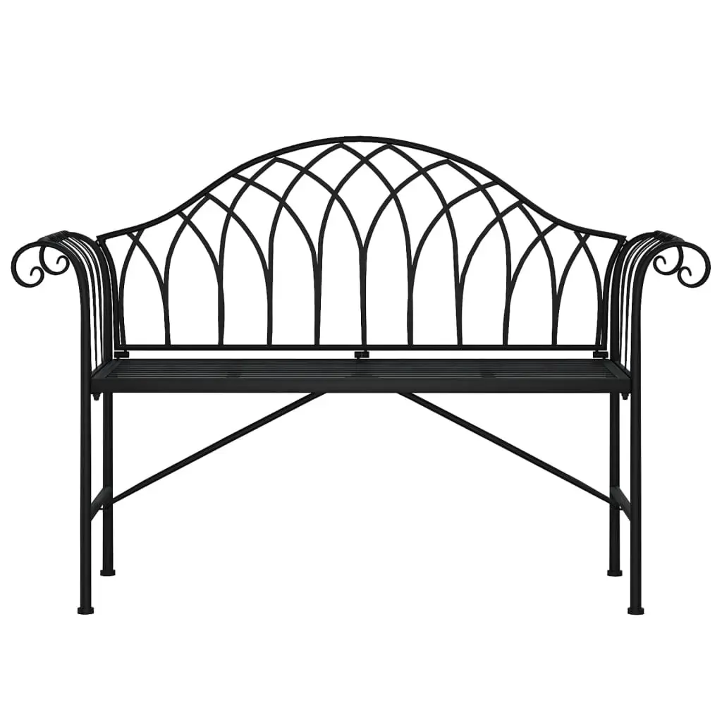 2-Seater Garden Bench 128 cm Black Steel Price