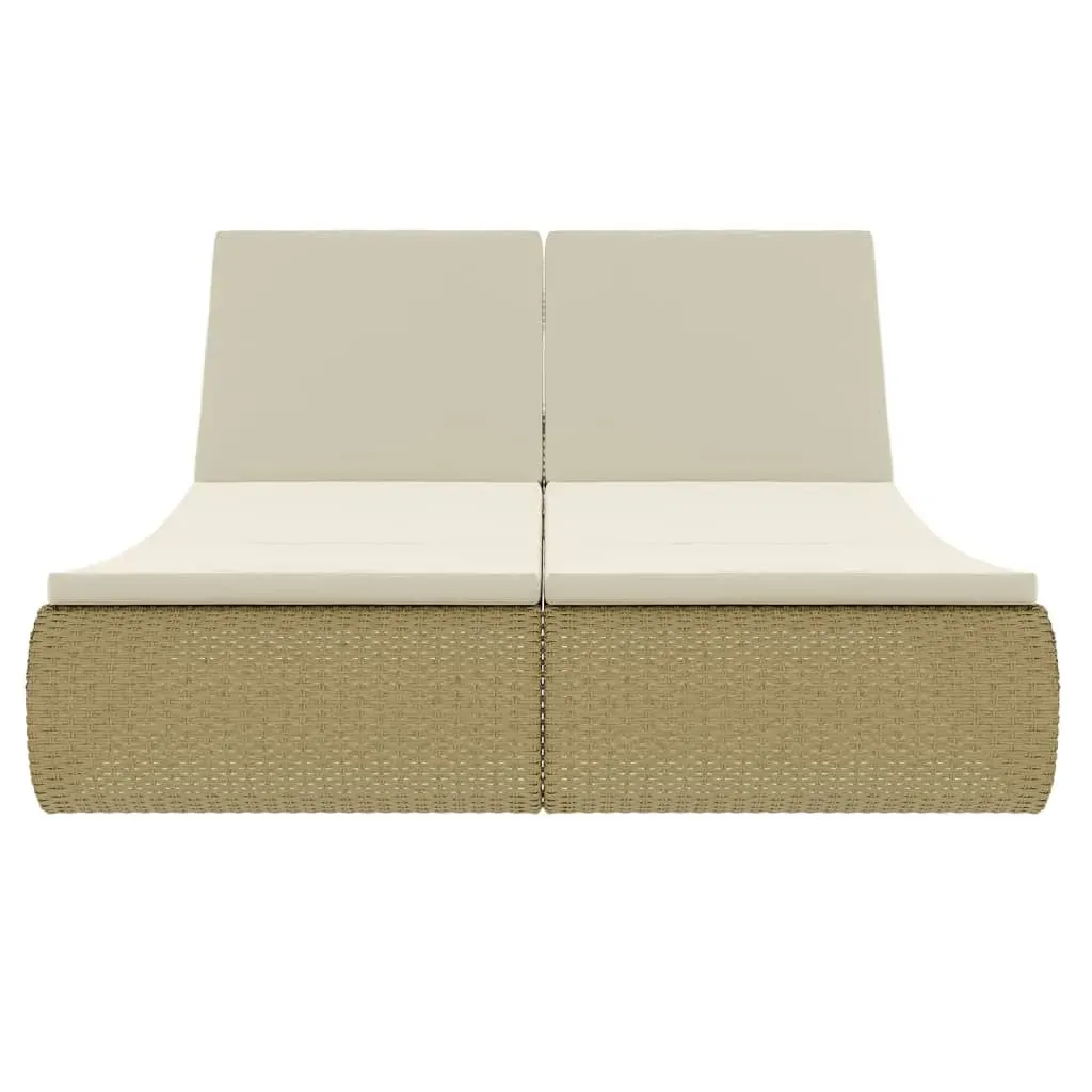 Outdoor Lounge Bed Poly Rattan Beige Price