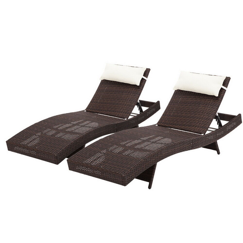 Sun Lounge Wicker Lounger Outdoor Furniture Beach Chair Garden Adjustable Black Price