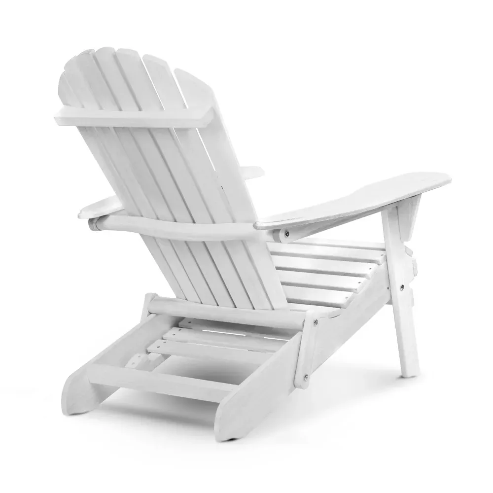 Adirondack Beach Chair with Ottoman - White Price