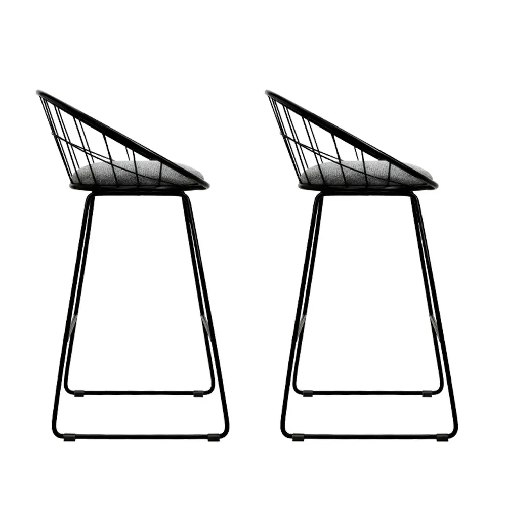 Bar Stools Steel Fabric - Grey and Black Price