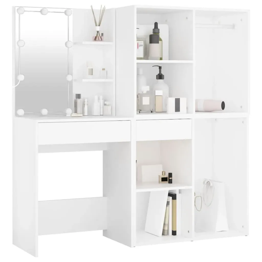 LED Dressing Table with 2 Cabinets Engineered Wood Price