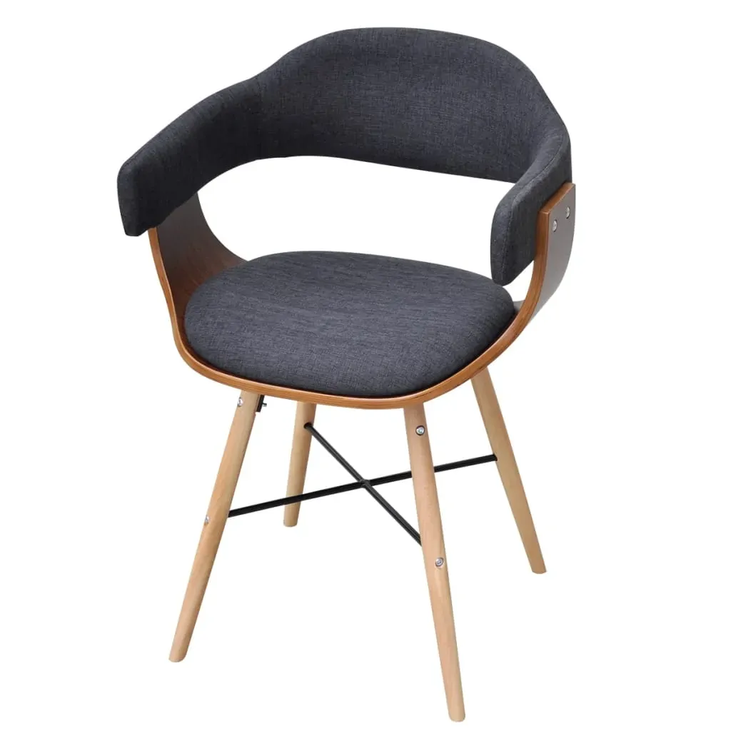Dining Chairs Dark Grey Bent Wood and Fabric Price