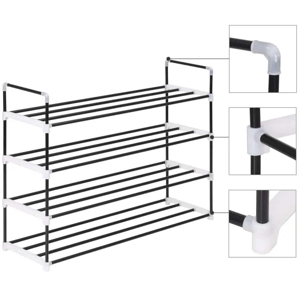 Shoe Rack with Metal and Plastic Black Price
