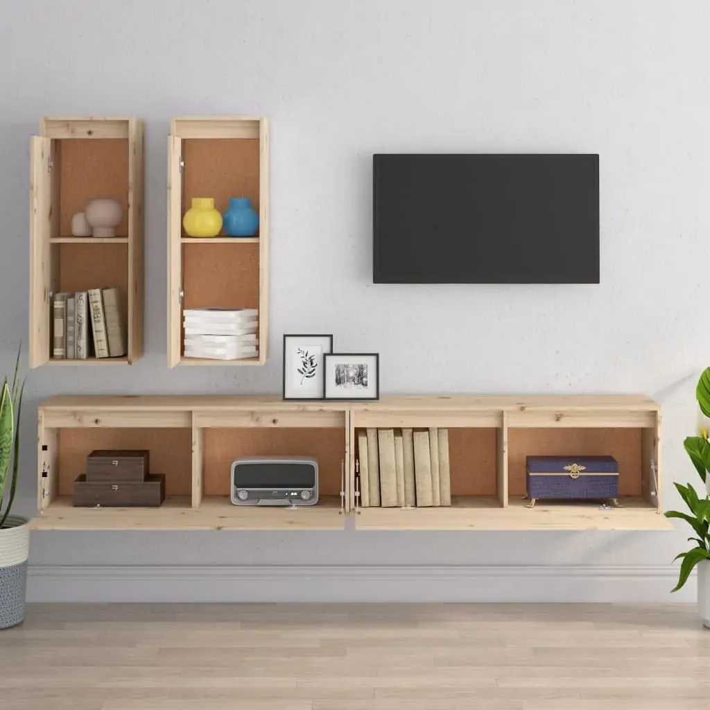 Heysham TV Cabinets 4 pcs Solid Wood Pine Price