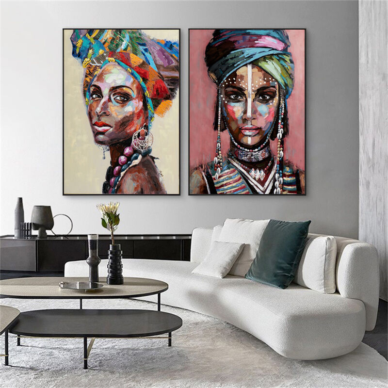 African women 2 Sets Black Frame Canvas Wall Art Price