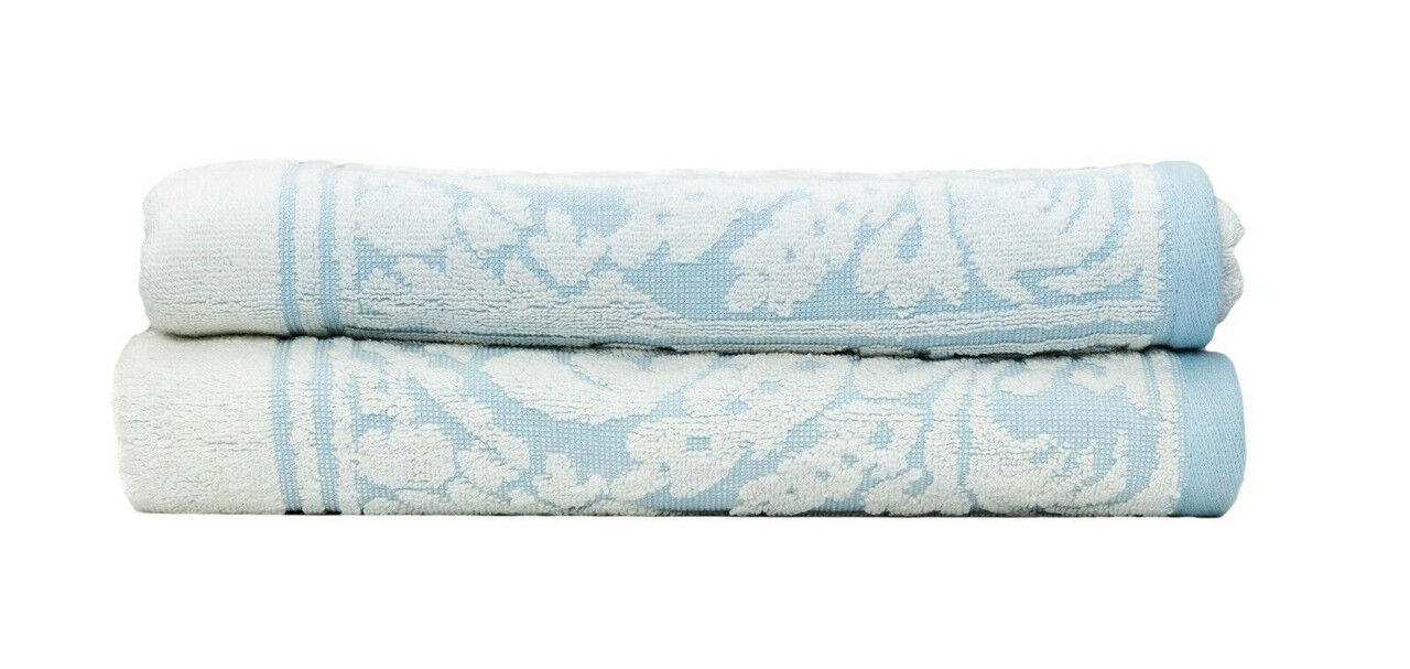 Premium Cotton Towel Jacquard White Blue Design Price