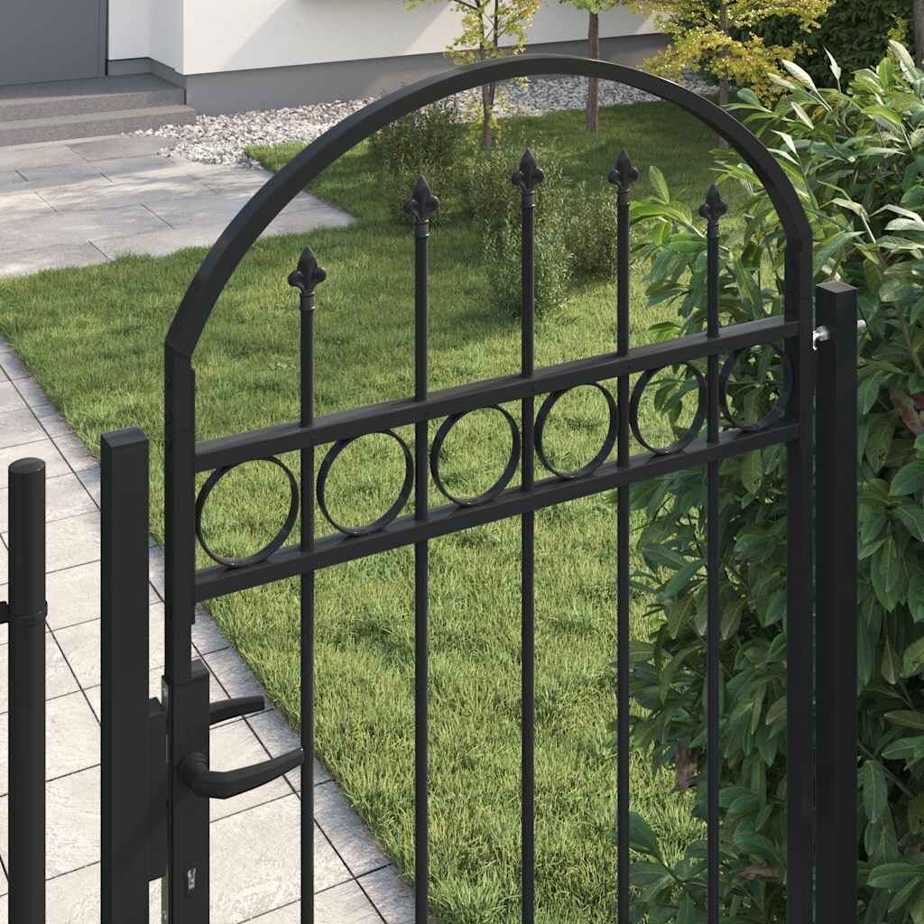 Fence Gate with Arched Top Steel 89x200 cm Black Price