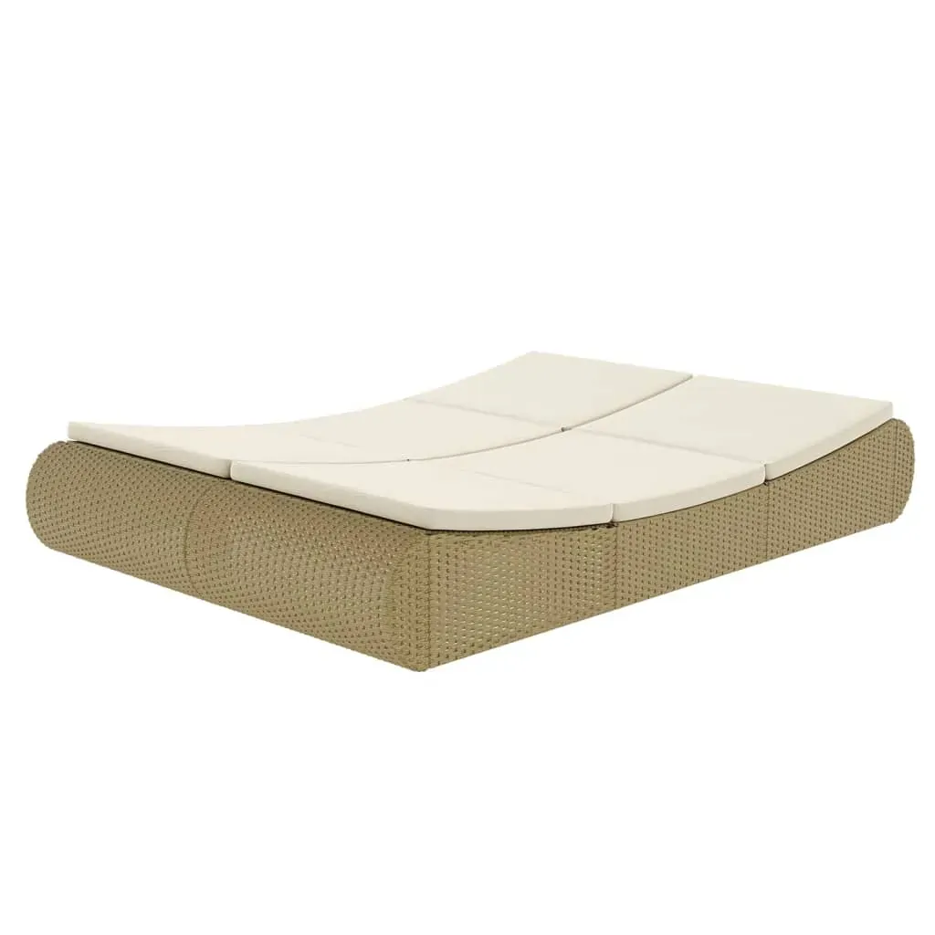 Outdoor Lounge Bed Poly Rattan Beige Price