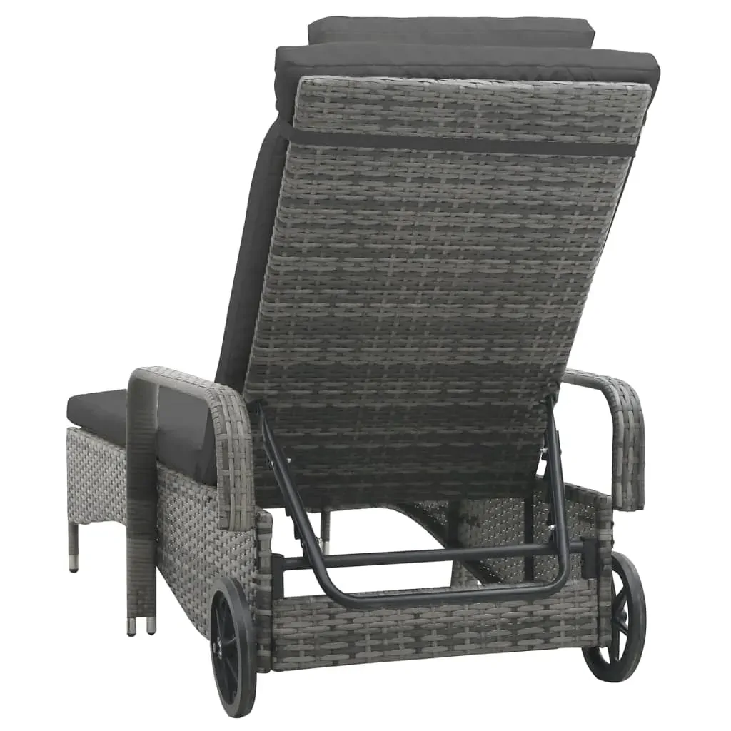 Sun Lounger with Wheels Poly Rattan Anthracite Price