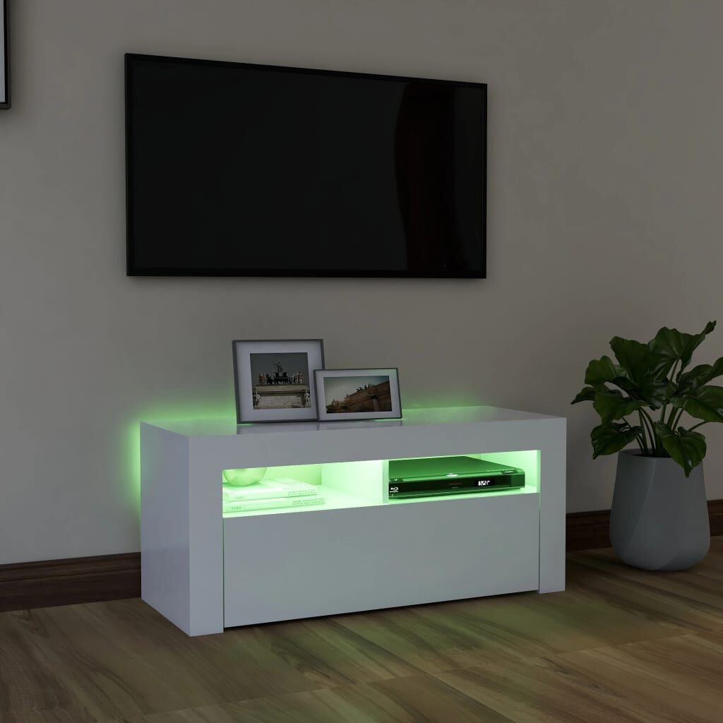 TV Cabinet with LED Lights White 90x35x40 cm Price