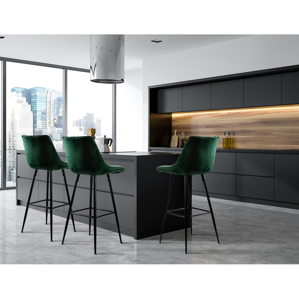 Artiss 2x Bar Stools Velvet Chairs Green Price
