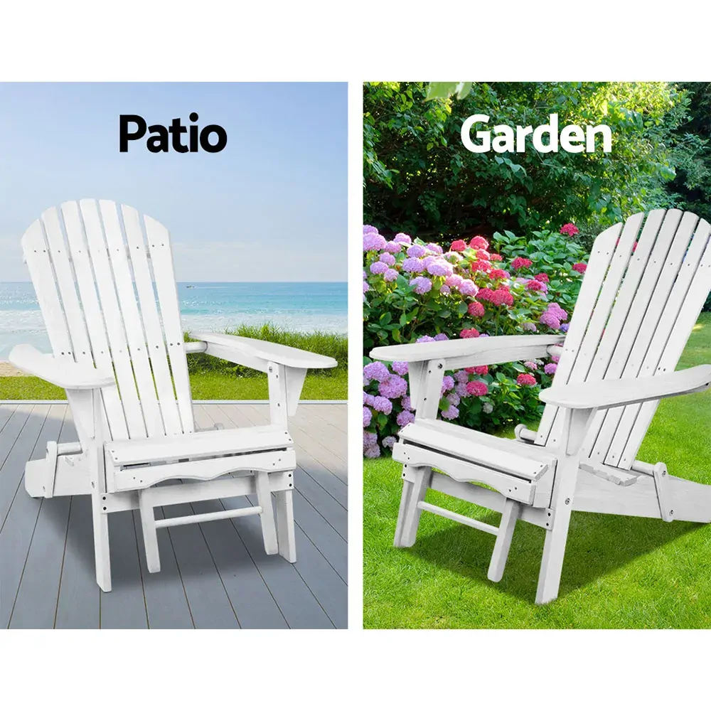 Adirondack Beach Chair with Ottoman - White Price