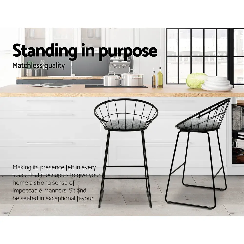 Bar Stools Steel Fabric - Grey and Black Price