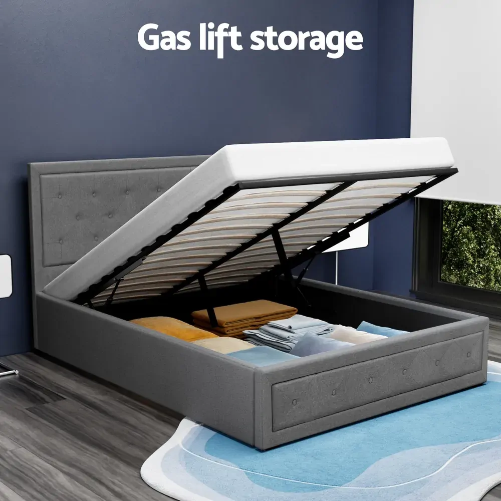 Antonio Bed Frame Fabric Gas Lift Storage Price