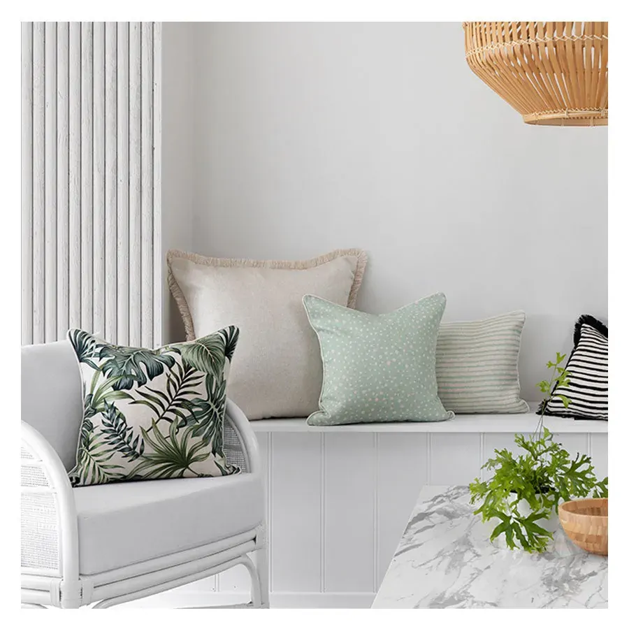Cushion Cover-With Piping-Paint Stripes Pale Mint Price