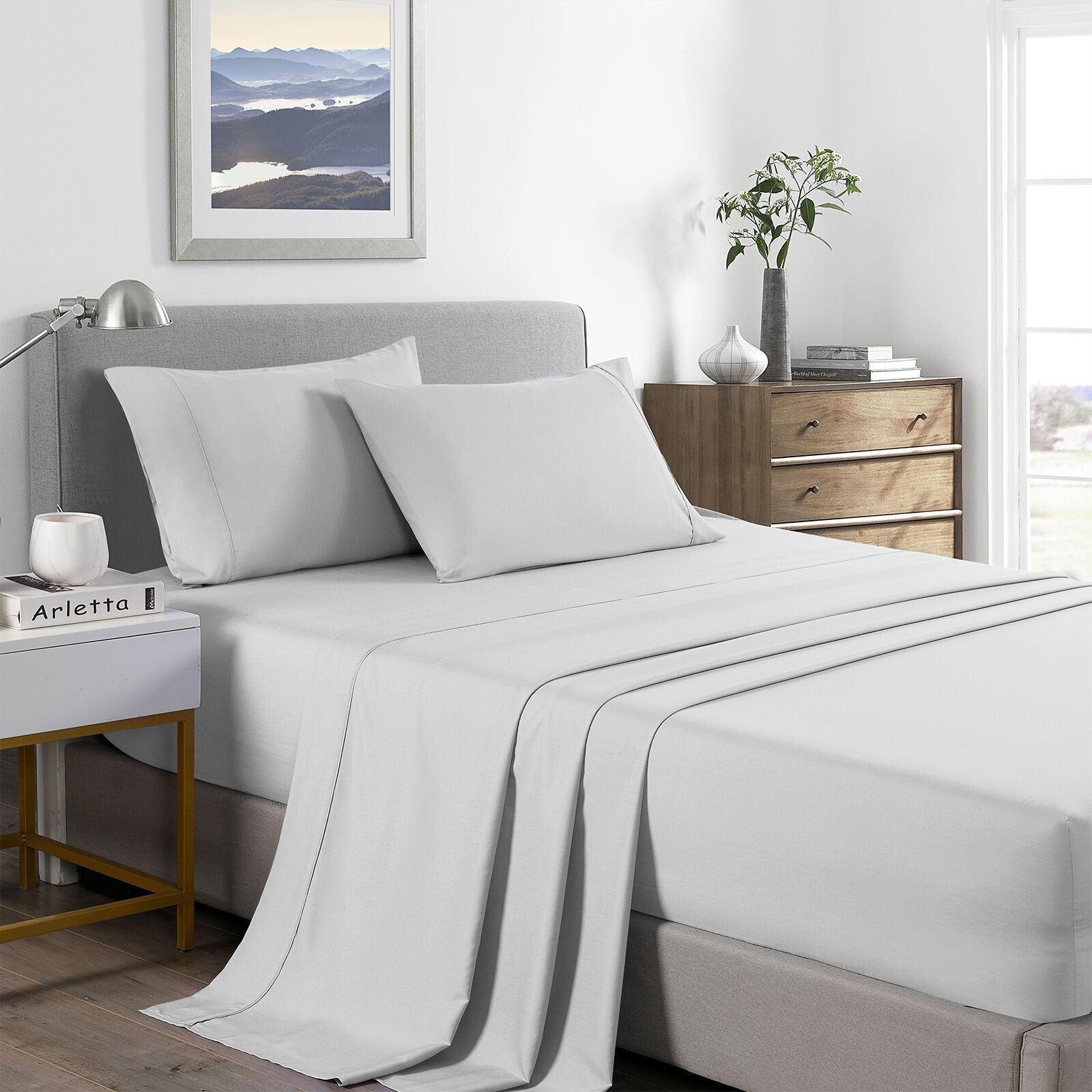 Royal Comfort Bamboo Cooling 2000TC Sheet Set - Single - Mid Grey - Model-E7EB99 Price