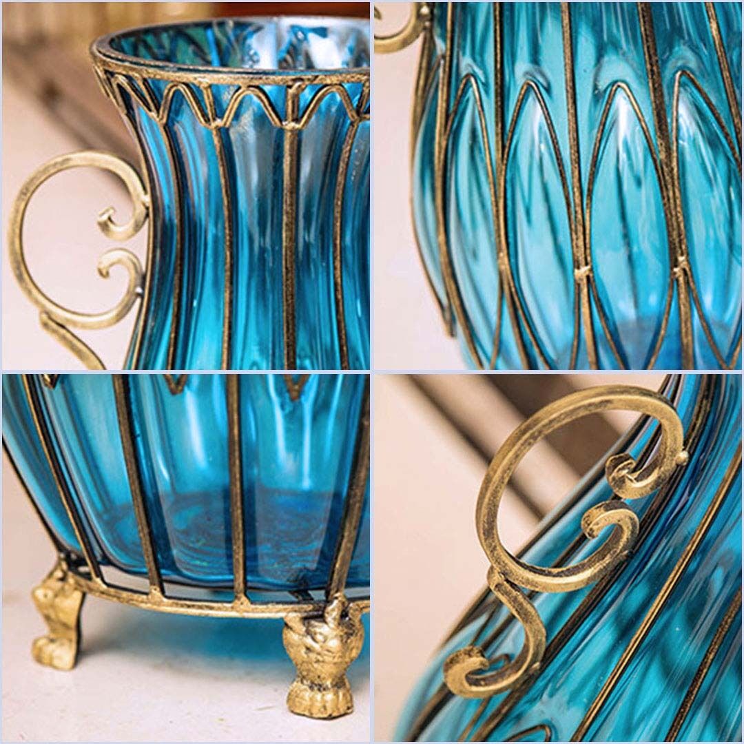 50cm Glass Oval Floor Vase with Metal Flower Stand Price