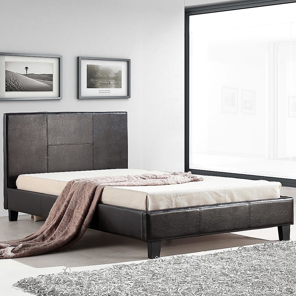 Antrim Single PU Leather Bed Frame Brown Price