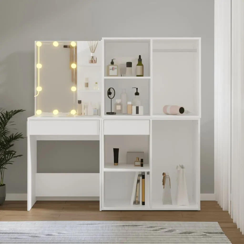 LED Dressing Table with 2 Cabinets Engineered Wood Price